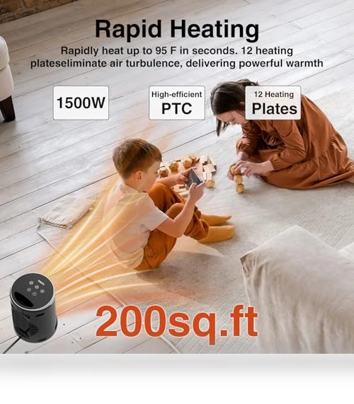 Small Portable Electric Heater with Thermostat and Remote — Portable Heating Solutions, AUBKN