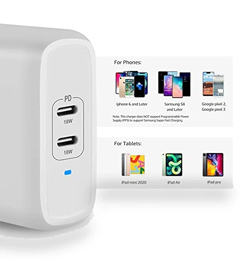 Two-Port USB-C Wall Charger — Chargers, Amazon