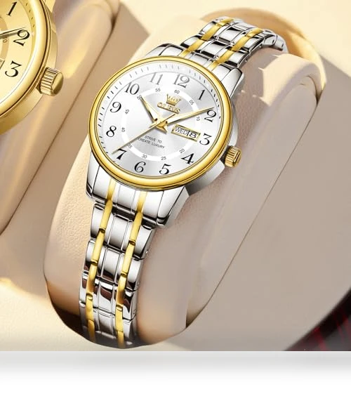 Two Tone Women's Watch with Date — Women's Wrist Watches, OLEVS