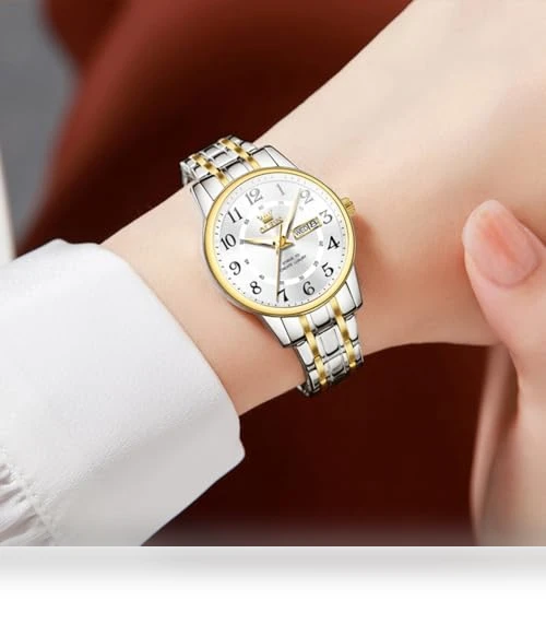 Two Tone Women's Watch with Date — Women's Wrist Watches, OLEVS