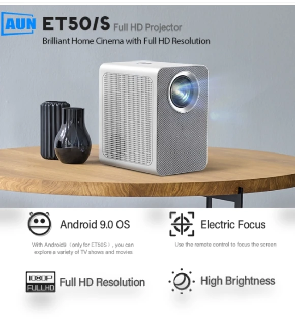 4-inch 180 Lumen 1920x1080P Smart LED Mini Projector — Home Theater Projectors, AUN