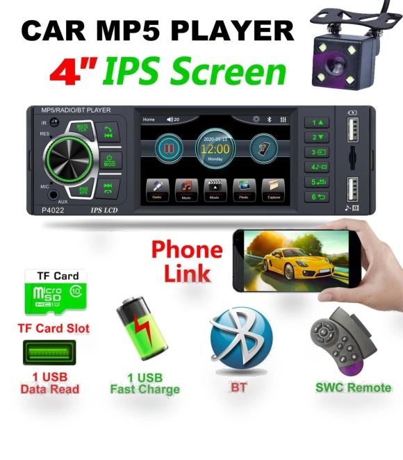 Car Stereo System with Bluetooth and 4-inch Touchscreen — Stereo Receivers, icreative