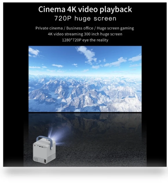 Portable 4K HD Projector — Home Theater Projectors, Smart