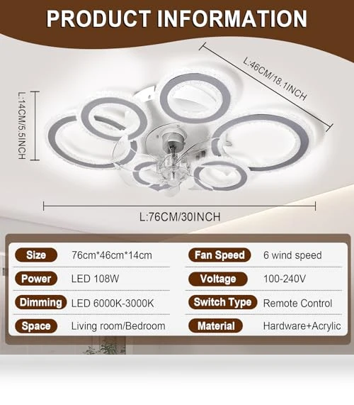 Smart Ceiling Fan with Lights and Remote — Ceiling Fans, AFWAO