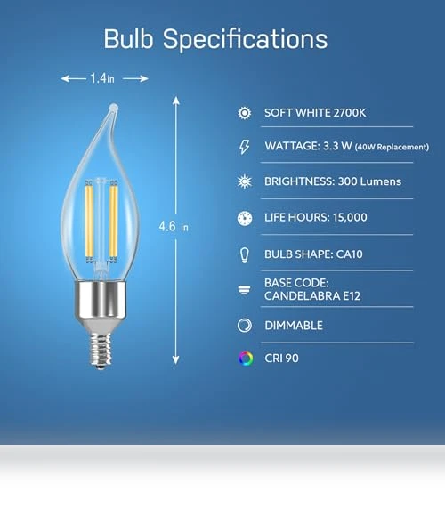 Smart LED Candle Wifi Bulb — Compact Fluorescent, Feit Electric