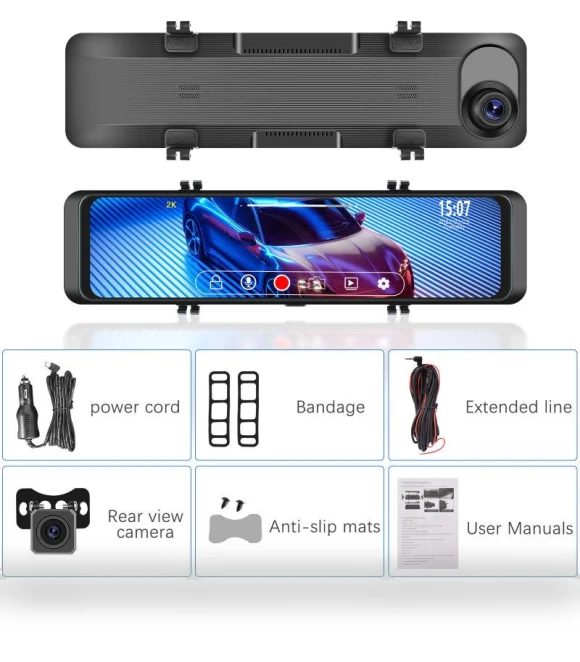 10.88-inch Mirror Dash Cam 2K — Rearview Cameras for Cars, Home Of Auto Parts