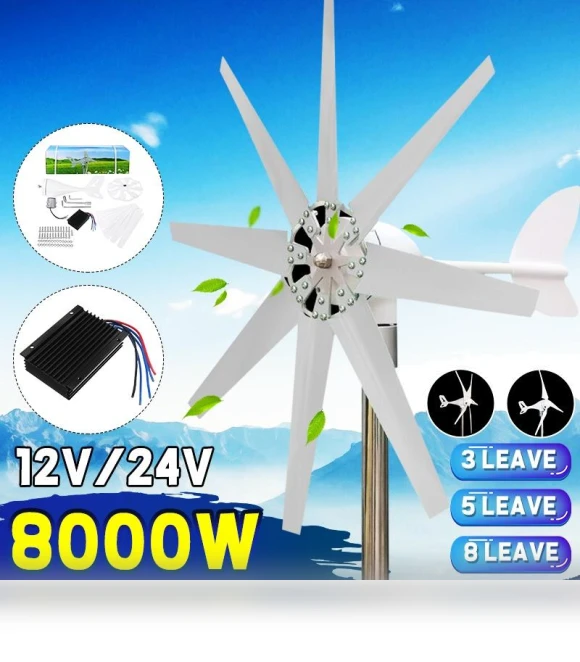 8000W Wind Turbine Generator with Charge Controller — Power Inverters, Sea Global