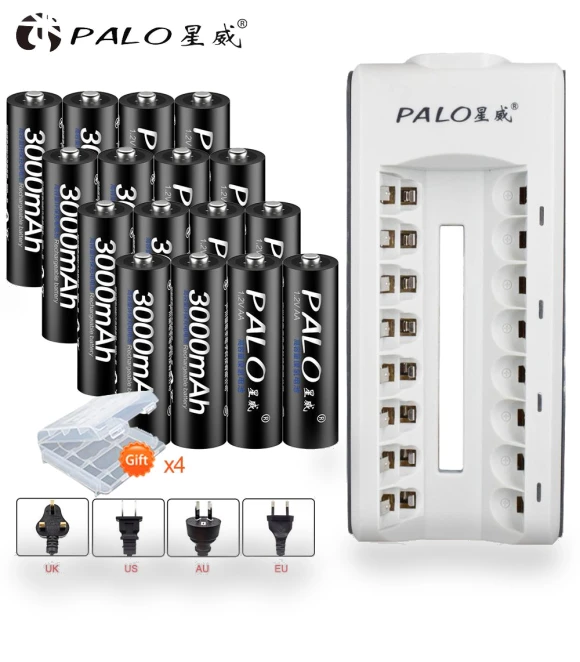 Smart Charger with 8 Slots for AA AAA NIMH NICD Batteries — Chargers, PALO