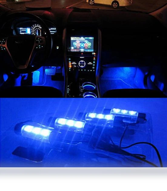 Smart 4x Blue 12V Car Interior Decorative Neon Light — Light Kit, Holland Zho