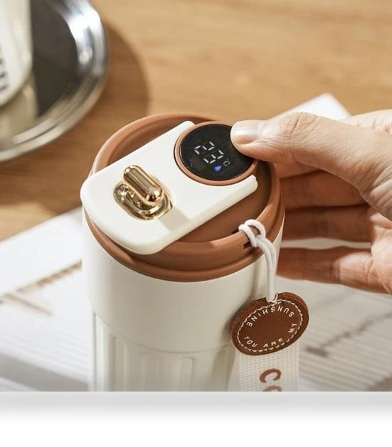Smart Vacuum Coffee Mug with Temperature Display — Beverage Warmers, Household Good