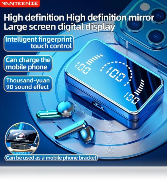 Wireless Bluetooth Earbuds with Touch LED and Stereo — In-Ear Headphones, Duatan