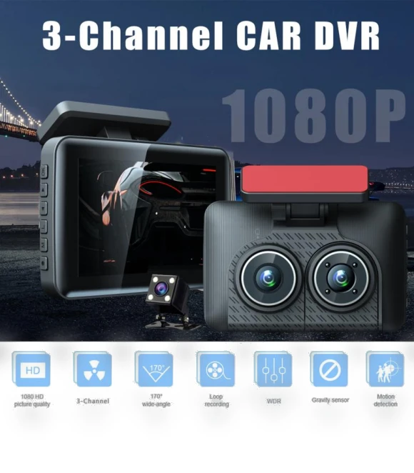 3-Channel Front and Rear View Dash Cam — Dashboard Cameras, Home Of Auto Parts