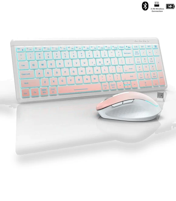 Silent Wireless Keyboard and Mouse with RGB Backlight — Keyboards, SeenDa