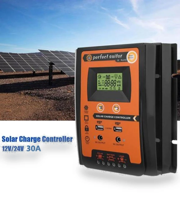 Solar Charge Controller with Dual USB and LCD Display — Power Management, Super Dream Home