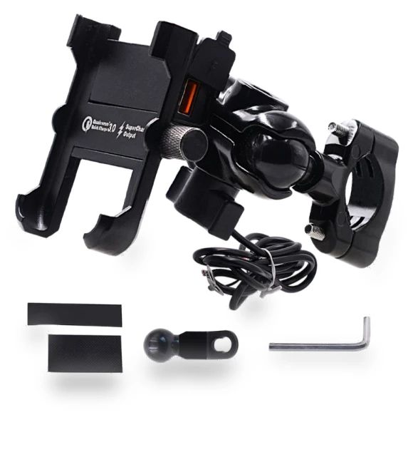 Waterproof Metal Motorcycle Smart Phone Mount with QC 3.0 USB Quick Charger — Dashboard Installation Kits, Cars Auto Home