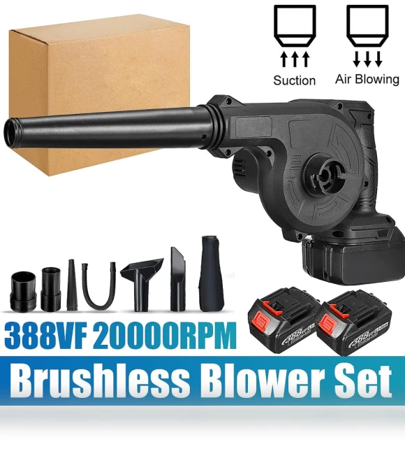 1600W 2-in-1 Brushless Wireless Electric Blower for Vacuum Cleaning and Leaf Suction with Dust Collector for Makita 18V... — Leaf Blowers & Vacuums, Toool-Home
