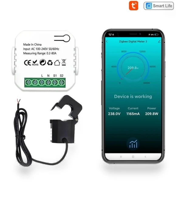 Energy Meter with Current Transformer Clamp — Energy Measurement Tools, White Dream