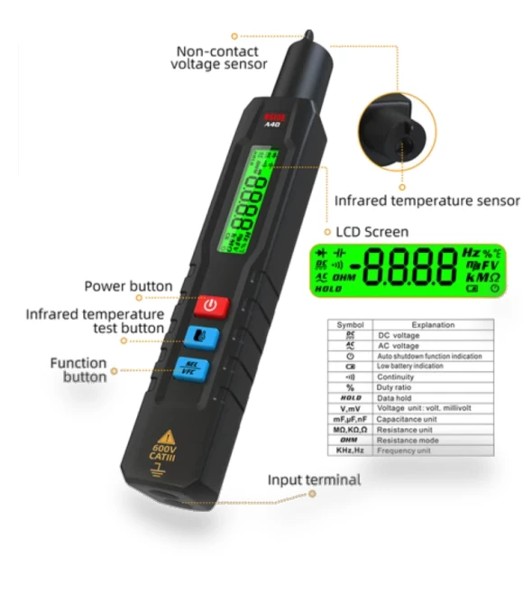 Intelligent Digital Multimeter with Infrared Temperature Testing — Multimeters & Analyzers, BSIDE