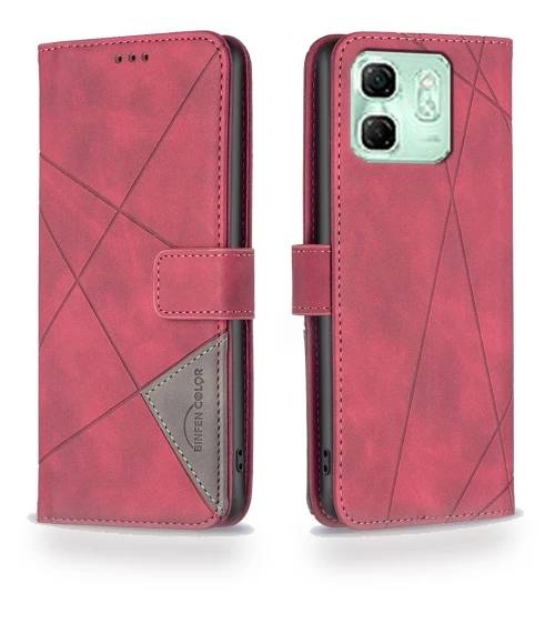 Magnetic Buckle Rhombus Texture Leather Phone Case for Infinix Smart 9 / Hot 50i — Bumpers, Infinix
