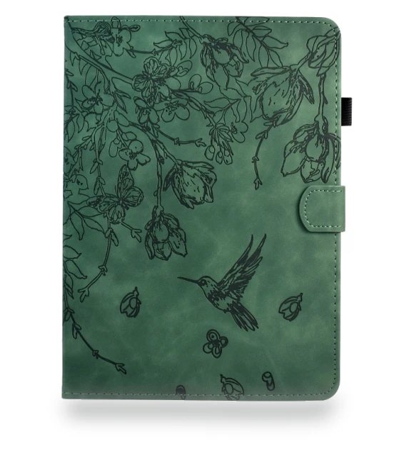 Flowers and Bird Embossed Smart Leather Tablet Case for iPad 10.2 2021 / 10.5 2019 — Protective Cases