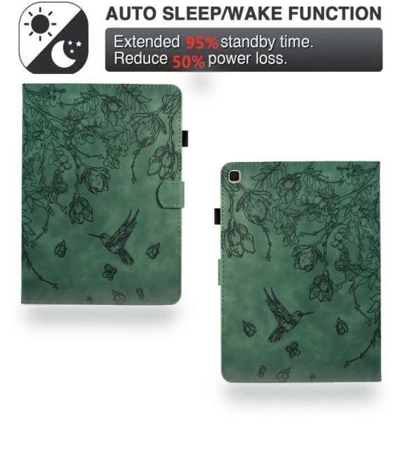Flowers and Bird Embossed Smart Leather Tablet Case for iPad 10.2 2021 / 10.5 2019 — Protective Cases