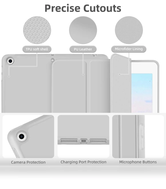 3-fold TPU Smart Leather Tablet Case with Pen Slot for iPad 10.2 — Keyboard Cases