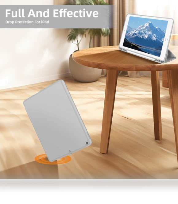 3-fold TPU Smart Leather Tablet Case with Pen Slot for iPad 10.2 — Keyboard Cases