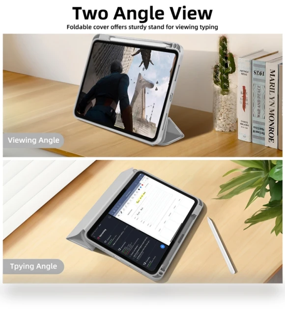 3-fold TPU Smart Leather Tablet Case with Pen Slot for iPad 10.2 — Keyboard Cases