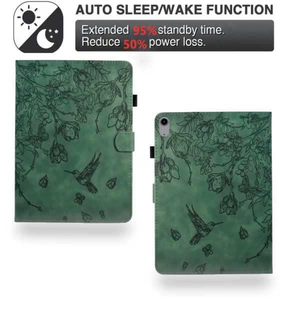 Flowers and Bird Embossed Smart Leather Tablet Case for iPad 10th Gen 10.9 2022 — Keyboard Cases