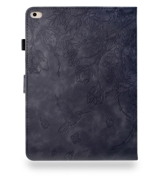 Flowers and Bird Embossed Smart Leather Tablet Case for iPad 9.7 2018/2017 — Keyboard Cases