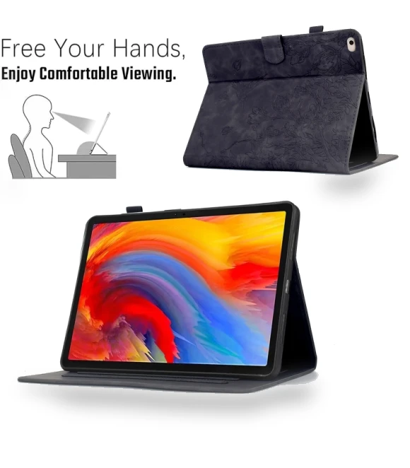 Flowers and Bird Embossed Smart Leather Tablet Case for iPad 9.7 2018/2017 — Keyboard Cases