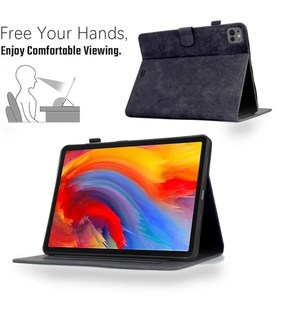 Flowers and Bird Embossed Smart Leather Tablet Case for iPad Air 11 2024 / iPad Pro 11 — Keyboard Cases