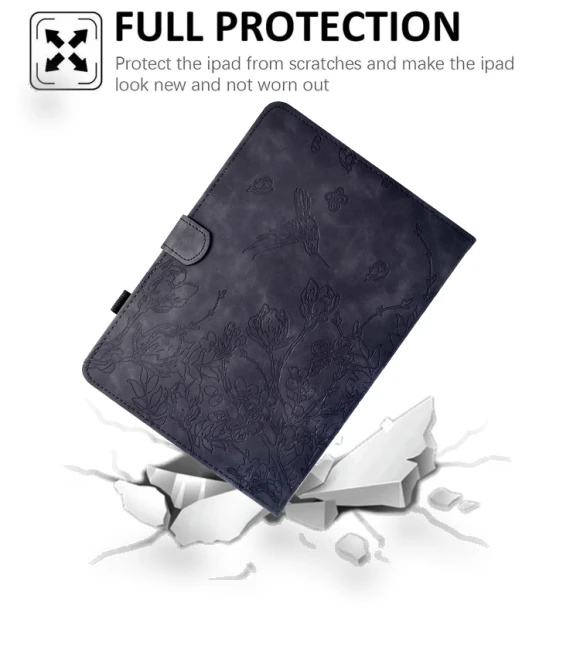 Flowers and Bird Embossed Smart Leather Tablet Case for iPad Air 11 2024 / iPad Pro 11 — Keyboard Cases