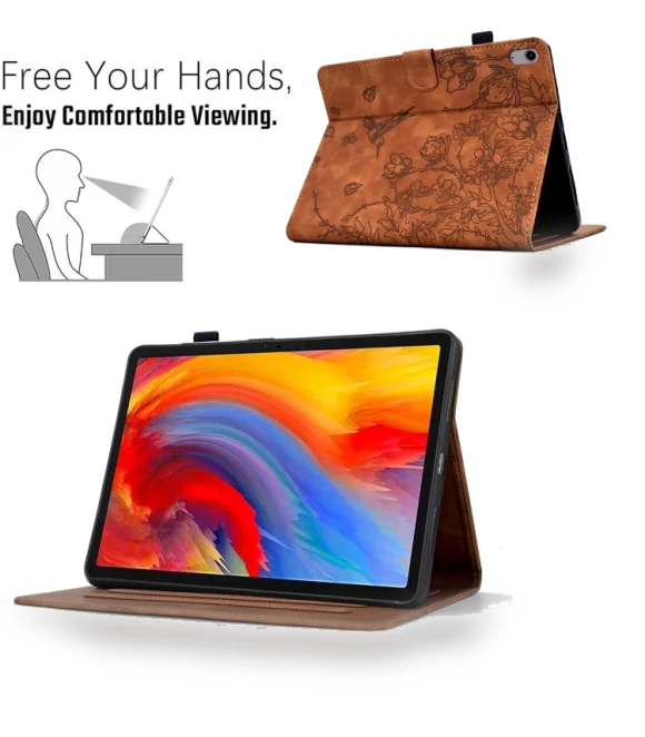 Flowers and Bird Embossed Smart Leather Tablet Case for iPad mini 2024 / mini 6 — Keyboard Cases