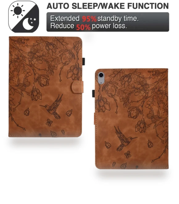 Flowers and Bird Embossed Smart Leather Tablet Case for iPad mini 2024 / mini 6 — Keyboard Cases