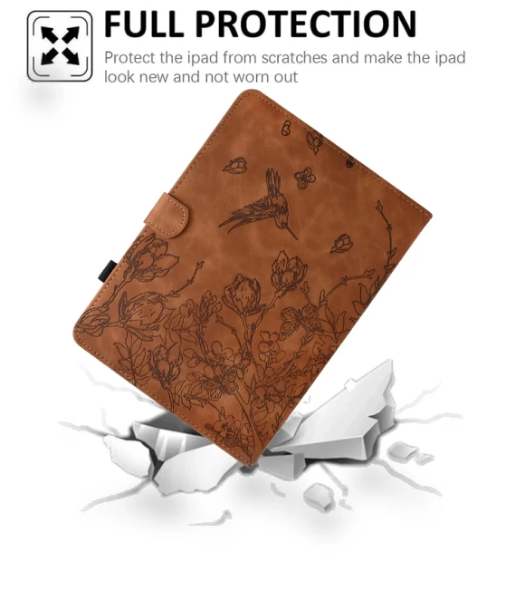 Flowers and Bird Embossed Smart Leather Tablet Case for iPad mini 2024 / mini 6 — Keyboard Cases