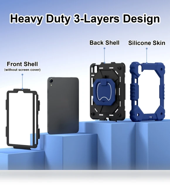 Contrast Color Robot Silicone Hybrid PC Tablet Case for iPad mini 2024 / mini 6 — Keyboard Cases