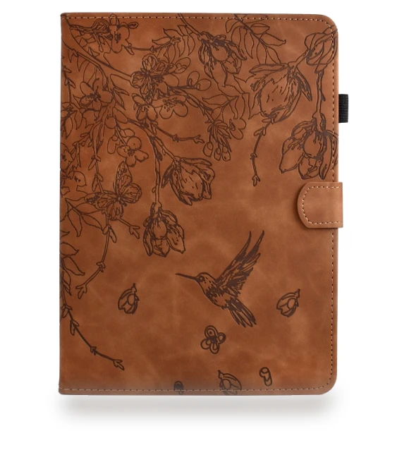 Flowers and Bird Embossed Smart Leather Tablet Case for iPad Pro 11 2024 — Keyboard Cases