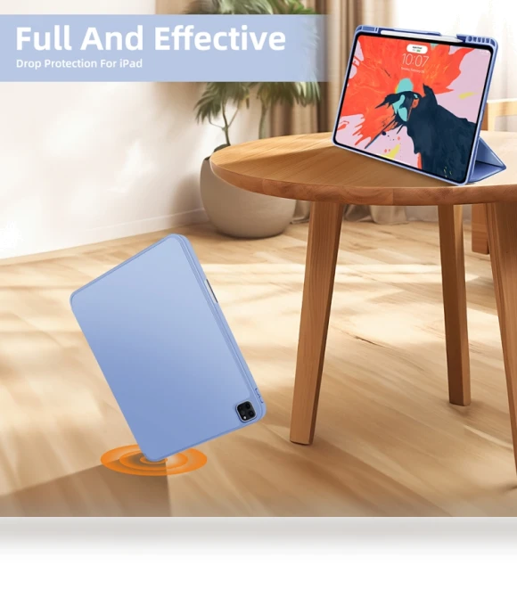 3-fold TPU Smart Leather Tablet Case for iPad Pro 11 2024 with Pen Slot — Cases