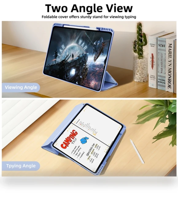 3-fold TPU Smart Leather Tablet Case for iPad Pro 11 2024 with Pen Slot — Cases