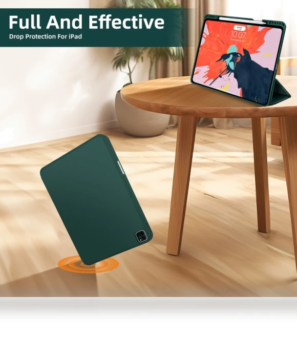3-fold TPU Smart Leather Tablet Case with Pen Slot for iPad Pro 11 — Cases