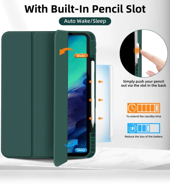 3-fold TPU Smart Leather Tablet Case with Pen Slot for iPad Pro 11 — Cases