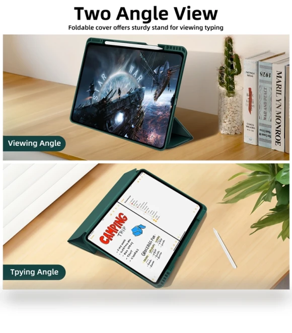 3-fold TPU Smart Leather Tablet Case with Pen Slot for iPad Pro 11 — Cases
