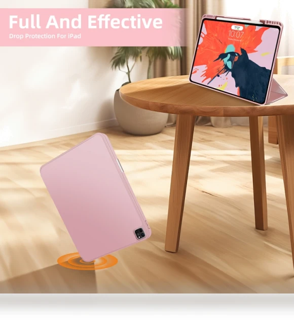 3-fold TPU Smart Leather Tablet Case for iPad Pro 13 2024 with Pen Slot — Keyboard Cases