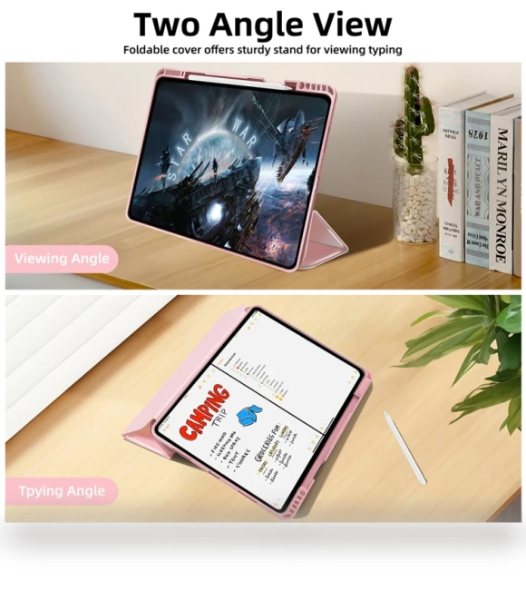 3-fold TPU Smart Leather Tablet Case for iPad Pro 13 2024 with Pen Slot — Keyboard Cases