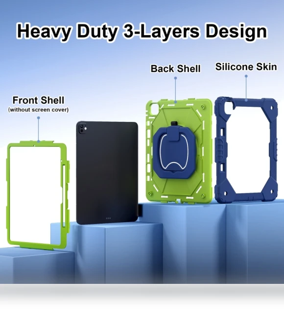 Contrast Color Robot Silicone Hybrid PC Tablet Case for iPad Pro 13 2024 — Cases