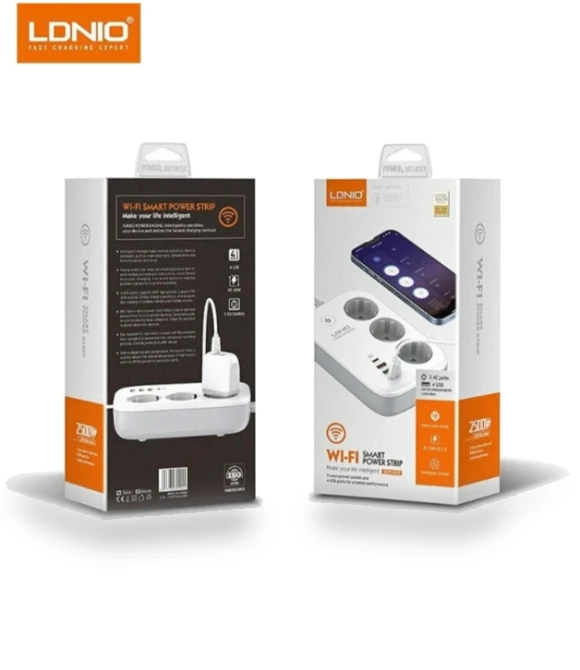 Smart WiFi Power Strip Extension Cable with 3 EU Plug and 4 USB Ports — Power Solutions & Surge Protection, LDNIO