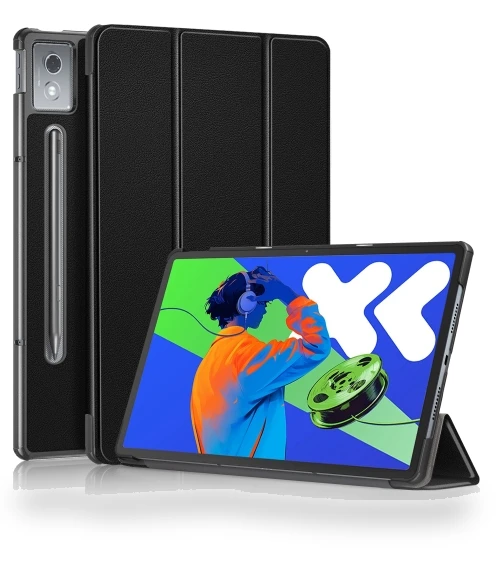 3-folding Leather Smart Tablet Case for Lenovo Tab P12 12.7 — Keyboard Cases, Lenovo
