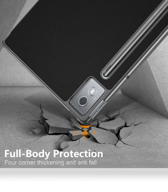 3-folding Leather Smart Tablet Case for Lenovo Tab P12 12.7 — Keyboard Cases, Lenovo