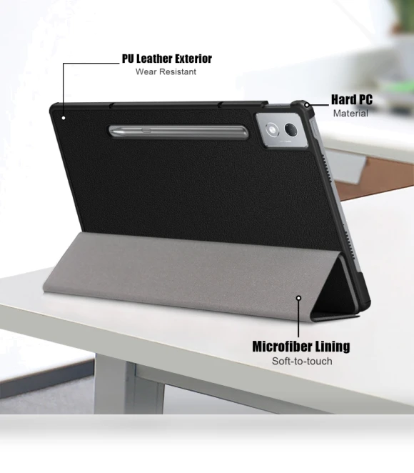 3-folding Leather Smart Tablet Case for Lenovo Tab P12 12.7 — Keyboard Cases, Lenovo